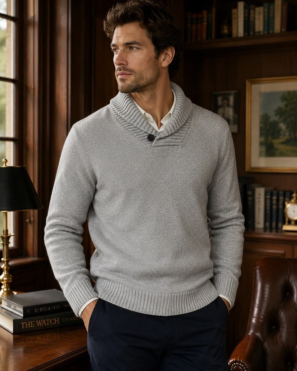Even Tide Men’s Gray Shawl Collar Sweater | Size Medium | NWOT